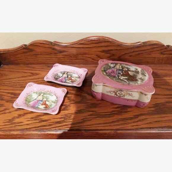 Occupied Japan Trinket Box And Small Dishes - Picture 1 of 6